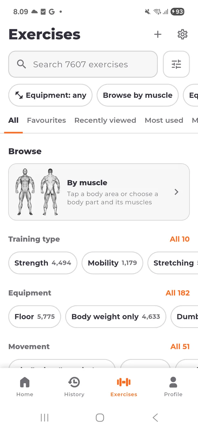 Find exercises and videos for your gym program — App screenshot